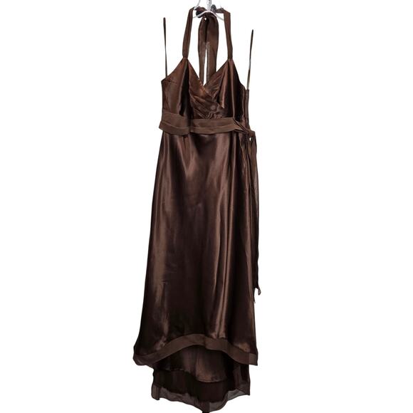 Eliza J Dresses & Skirts - Vintage Eliza J Silk Y2K Halter Dress Midi Babydoll Brown Fairy 4
